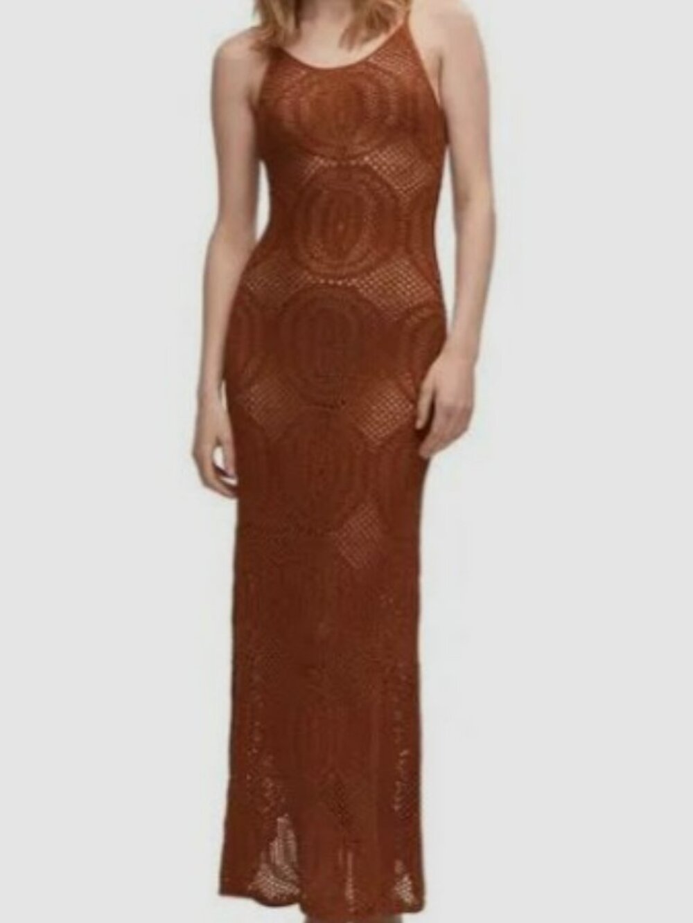 Mango Sheer Openwork Knit Body-Con Dress
